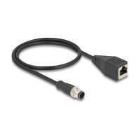 Delock M12 Kabel A-kodiert 8 Pin Stecker zu RJ45 Buchse...