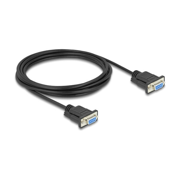 Delock RS-232 Kabel Seriell D-Sub9 Buchse zu Buchse mit schmalem Steckergehäuse 3 m
