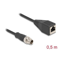 Delock M12 Kabel X-kodiert 8 Pin Stecker zu RJ45 Buchse PVC 0,5 m