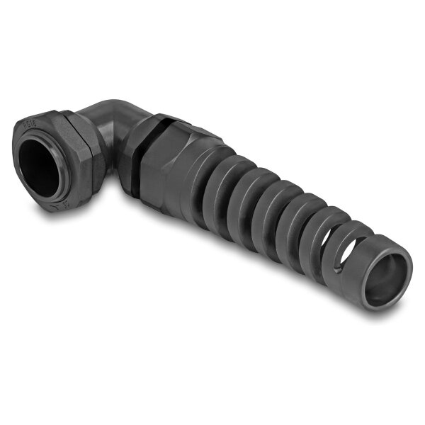 Delock Kabelverschraubung mit Zugentlastung 90° gewinkelt PG16 schwarz