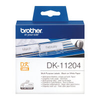 Brother DK11204 Einzeletiketten Schwarz auf Weiß 17x54mm 400 Stück