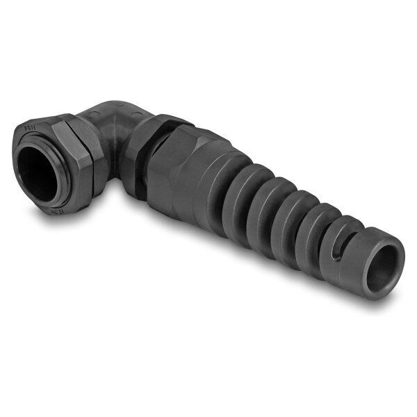 Delock Kabelverschraubung mit Zugentlastung 90° gewinkelt PG11 schwarz