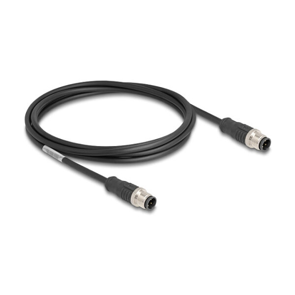 Delock M12 Kabel D-kodiert 4 Pin Stecker zu Stecker PVC 2 m