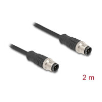 Delock M12 Kabel D-kodiert 4 Pin Stecker zu Stecker PVC 2 m