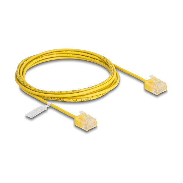 Delock RJ45 Netzwerkkabel Cat.6 UTP Ultra Slim 2 m gelb mit kurzen Steckern