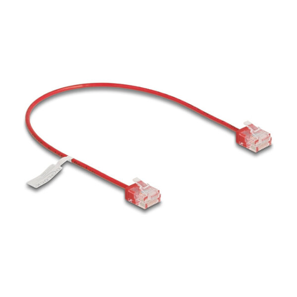 Delock RJ45 Netzwerkkabel Cat.6 UTP Ultra Slim 0,3 m rot mit kurzen Steckern