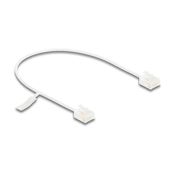 Delock RJ45 Netzwerkkabel Cat.6 UTP Ultra Slim 0,3 m weiß mit kurzen Steckern
