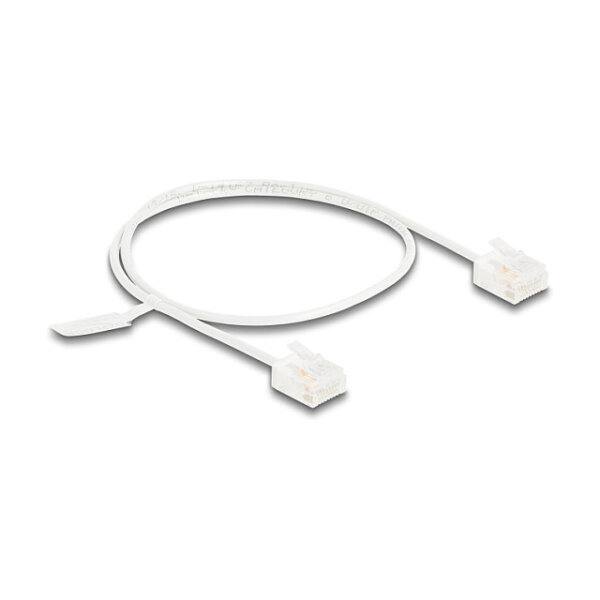 Delock RJ45 Netzwerkkabel Cat.6 UTP Ultra Slim 0,5 m weiß mit kurzen Steckern