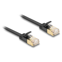 Delock RJ45 Netzwerkkabel Cat.6A Stecker zu Stecker mit robuster Rastnase und Cat.7 Rohflachbandkabel U/FTP 5 m schwarz