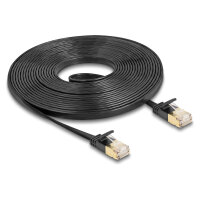 Delock RJ45 Netzwerkkabel Cat.6A Stecker zu Stecker mit robuster Rastnase und Cat.7 Rohflachbandkabel U/FTP 5 m schwarz