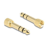 Delock Spiralkabel 3,5 mm 3 Pin Klinkenstecker zu Klinkenstecker gewinkelt mit Schraubadapter zu 6,35 mm 75 cm