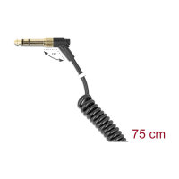 Delock Spiralkabel 3,5 mm 3 Pin Klinkenstecker zu Klinkenstecker gewinkelt mit Schraubadapter zu 6,35 mm 75 cm