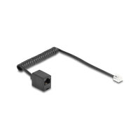 Delock Telefonkabel / Spiralkabel RJ11 Stecker zu RJ45 Buchse schwarz 1 m