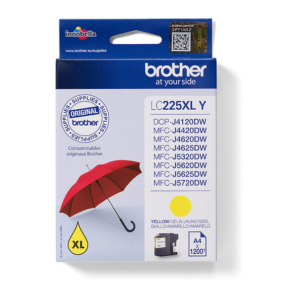 Brother Tinte LC-225XL-Y Gelb bis zu 1.200 Seiten nach ISO/IEC 24711