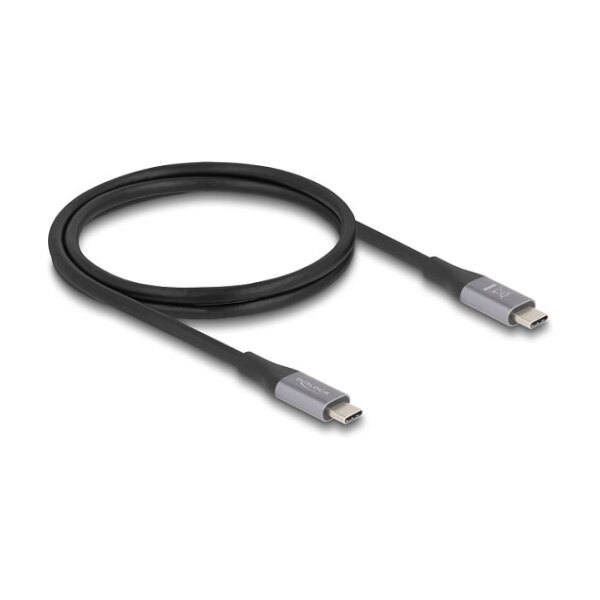 Delock USB 40 Gbps Kabel USB Type-C™ Stecker zu Stecker PD 3.1 240 W E-Marker 1 m grau Metall