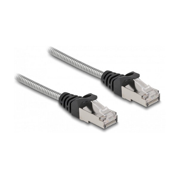 Delock RJ45 Netzwerkkabel Cat.6A Stecker zu Stecker S/FTP schwarz 2 m mit Cat.7 Rohkabel Industrie und Outdoor tauglich