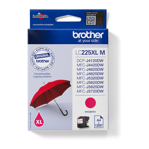 Brother Tinte LC-225XL-M Magenta bis zu 1.200 Seiten nach ISO/IEC 24711