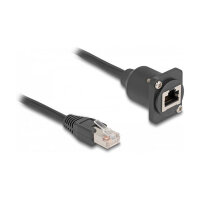 Delock D-Typ RJ45 Kabel Stecker zu Buchse Cat.5e schwarz 20 cm