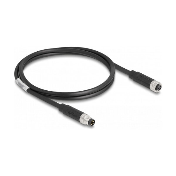 Delock M8 A-kodiert 4 Pin Kabel Stecker zu Buchse PUR (TPU) 1 m