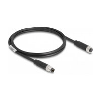 Delock M8 A-kodiert 4 Pin Kabel Stecker zu Buchse PUR (TPU) 1 m