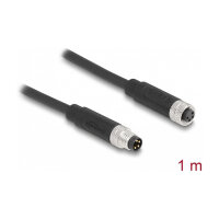 Delock M8 A-kodiert 4 Pin Kabel Stecker zu Buchse PUR (TPU) 1 m
