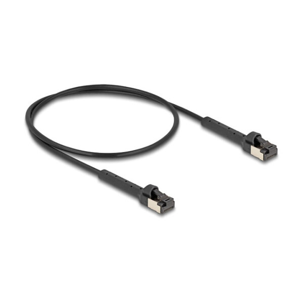 Delock RJ45 Slim Netzwerkkabel Cat.8.1 U/FTP winkelbar bis 40 Gbps schwarz 0,5 m