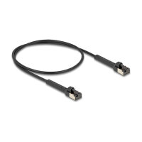 Delock RJ45 Slim Netzwerkkabel Cat.8.1 U/FTP winkelbar bis 40 Gbps schwarz 0,5 m