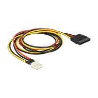 Delock Stromkabel SATA 15 Pin Buchse > 4 Pin Floppy Stecker 60 cm
