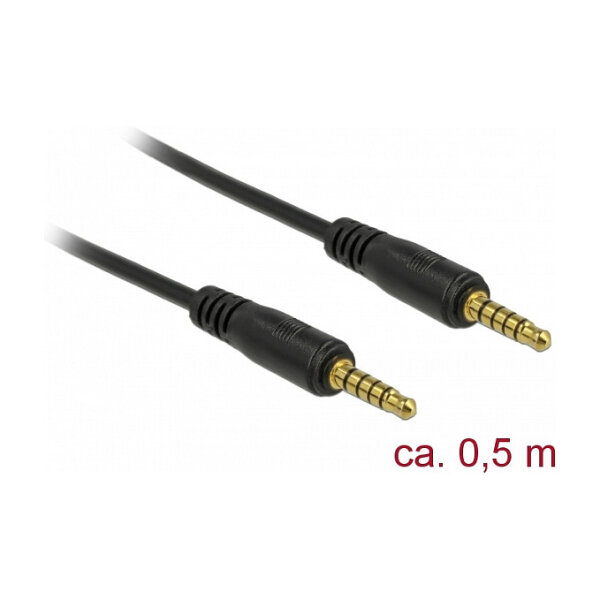 Delock Klinkenkabel 3,5 mm 5 Pin Stecker zu Stecker 0,5 m schwarz