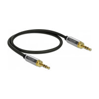 Delock Klinkenkabel 3,5 mm 3 Pin Stecker zu Stecker mit Schraubadapter 0,5 m