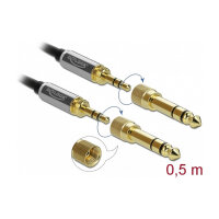 Delock Klinkenkabel 3,5 mm 3 Pin Stecker zu Stecker mit Schraubadapter 0,5 m
