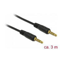 Delock Klinkenkabel 3,5 mm 5 Pin Stecker zu Stecker 3 m schwarz