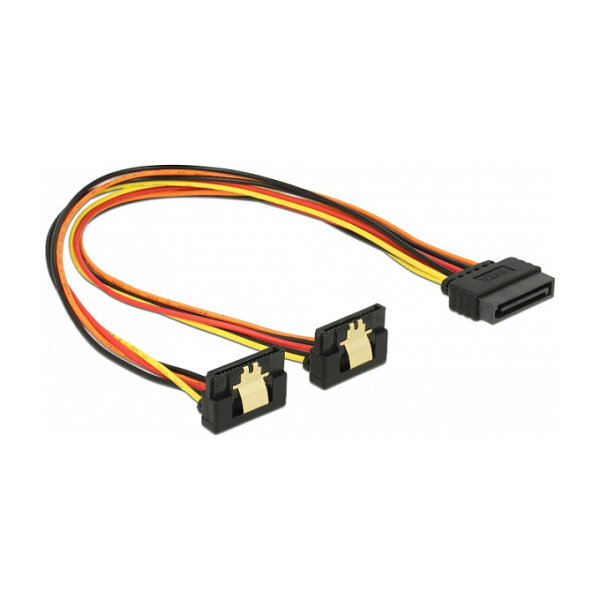 Delock Kabel SATA 15 Pin Strom Stecker mit Einrastfunktion > 2 x SATA 15 Pin Strom Buchse 30 cm