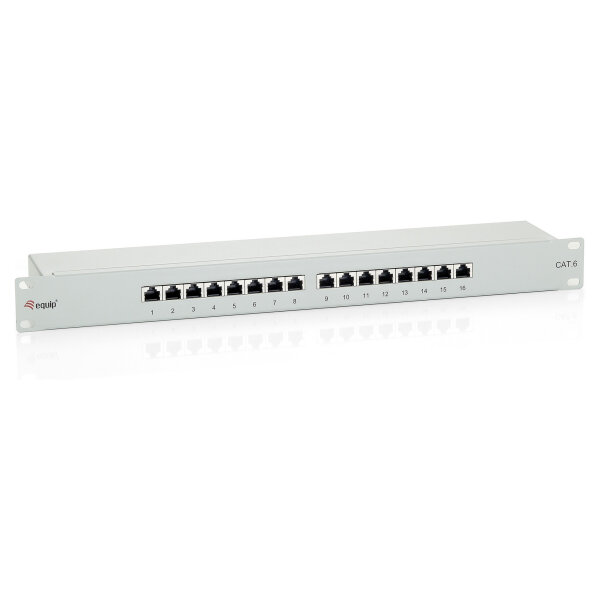 Equip Patchpanel 16x RJ45 Cat6 19" FTP 1HE ISO/IEC hellgrau