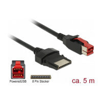 Delock PoweredUSB Kabel Stecker 24 V > 8 Pin Stecker 5 m für POS Drucker und Terminals