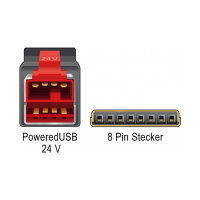 Delock PoweredUSB Kabel Stecker 24 V > 8 Pin Stecker 5 m für POS Drucker und Terminals
