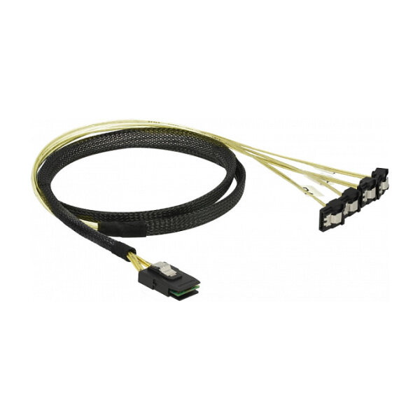 Delock Kabel Mini SAS SFF-8087 > 4 x SATA 7 Pin gewinkelt 1 m