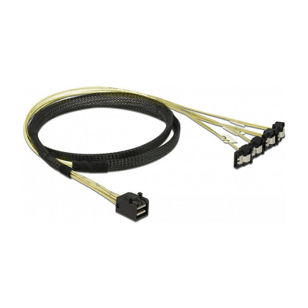 Delock Kabel Mini SAS HD SFF-8643 > 4 x SATA 7 Pin gewinkelt 1 m