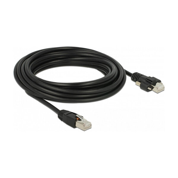 Delock GigE Kamera Kabel RJ45 Stecker zu RJ45 Stecker mit Schrauben Cat.6 S/FTP 5 m