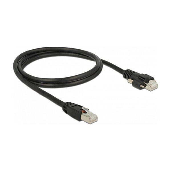 Delock GigE Kamera Kabel RJ45 Stecker zu RJ45 Stecker mit Schrauben Cat.6 S/FTP 1 m