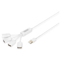 DIGITUS USB-Hub 4-Port 2.0->4xA2.0 integr. Kabel weiß