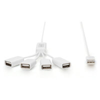 DIGITUS USB-Hub 4-Port 2.0->4xA2.0 integr. Kabel weiß