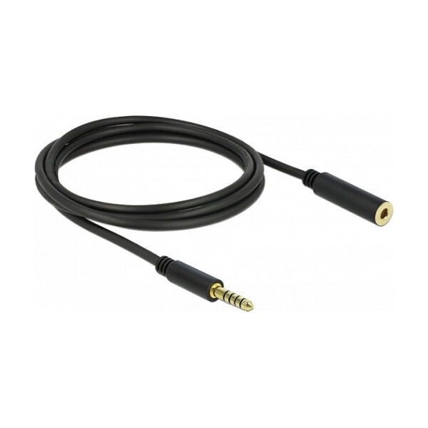 Delock Verlängerungskabel Klinke 4,4 mm 5 Pin Stecker zu Buchse 2 m schwarz