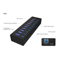 HUB 10 Port. Ladeport Aluminium-mit Netzteil ICY BOX