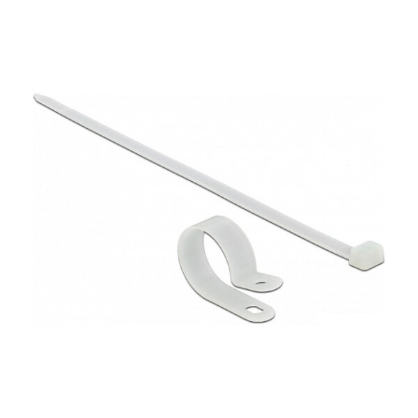 Delock Befestigungsschelle 25,4 mm mit Kabelbinder L 300 x B 7,2 mm weiß