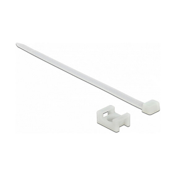 Delock Schraubhalter 23 x 16 mm mit Kabelbinder L 150 x B 7,2 mm weiß