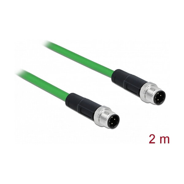 Delock Netzwerkkabel M12 D-kodiert 4 Pin Stecker zu Stecker TPU 2 m