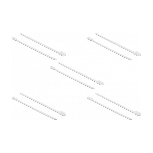 Delock Kabelbinder mit Befestigungsöse L 400 x B 7,6 mm weiß 10 Stück