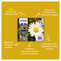 Epson Tinte 18 C13T18064012 4er Multipack (BKMCY) bis zu 175 Seiten