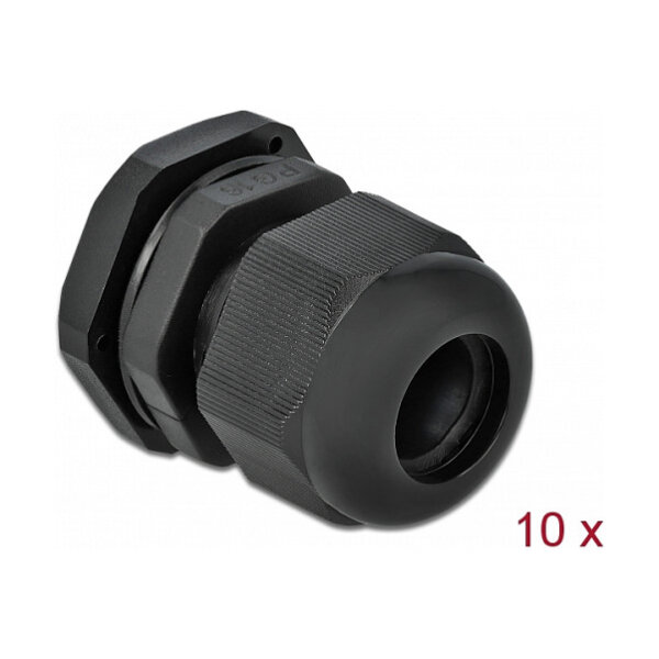 Delock Kabelverschraubung PG16 10 Stück schwarz